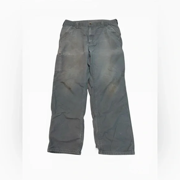 Faded Distressed Vintage Carhartt B151 FAT Fatigue Grey Carpenter Pants 36x30 - Picture 2 of 10